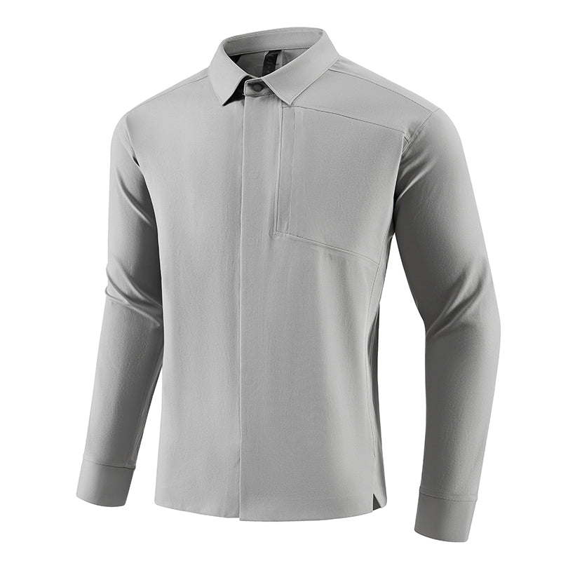 UrbanEase Breathable Polo Long Sleeve – Gray