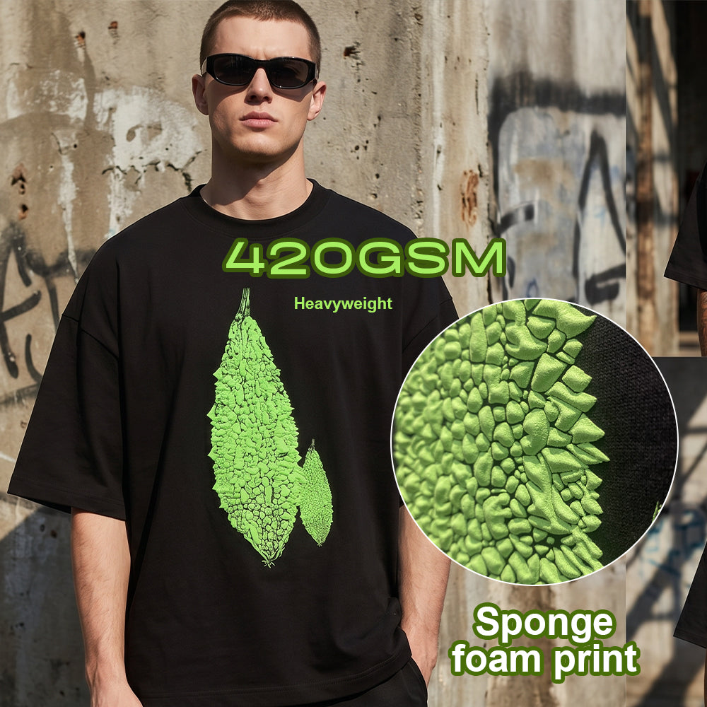 3D Foam Print Oversized Tee for Urban Wear