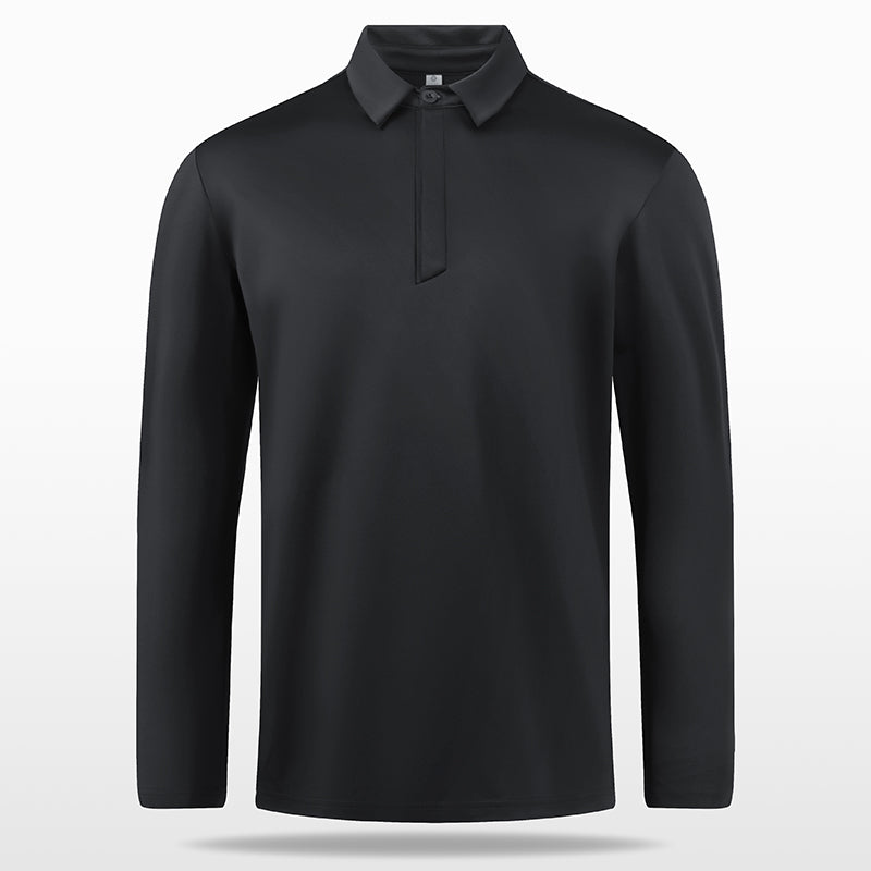 ThermoFlex Fleece-Lined Polo Long Sleeve – Black