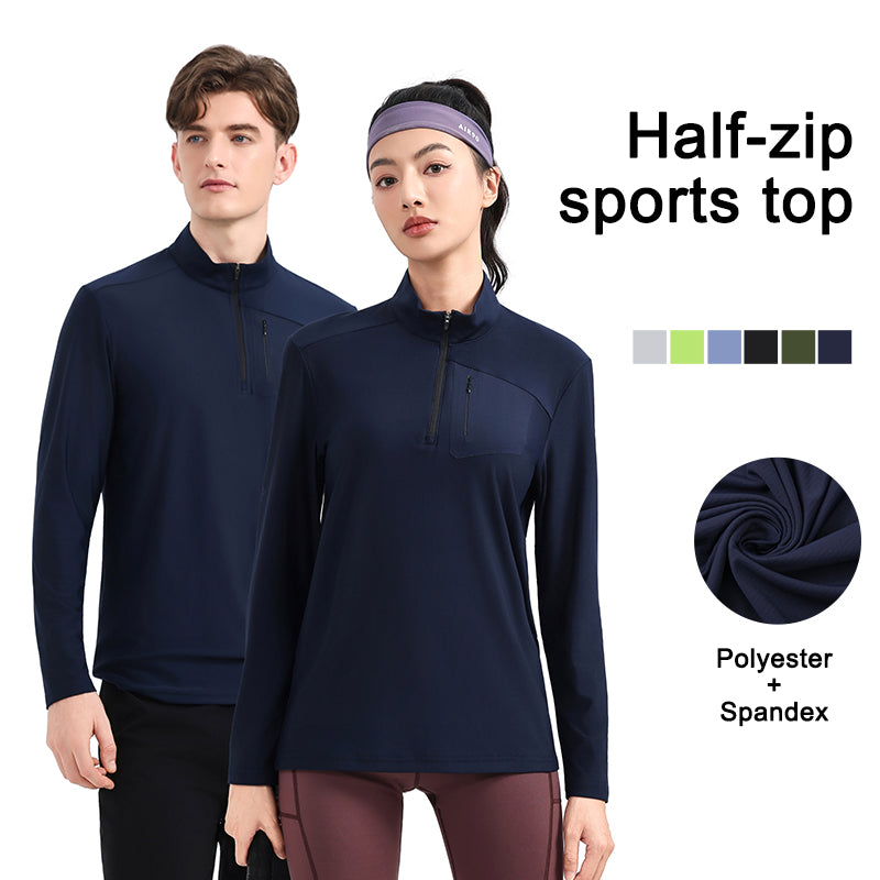 AeroFit Quick-Dry Half-Zip Training Top – Dark Blue