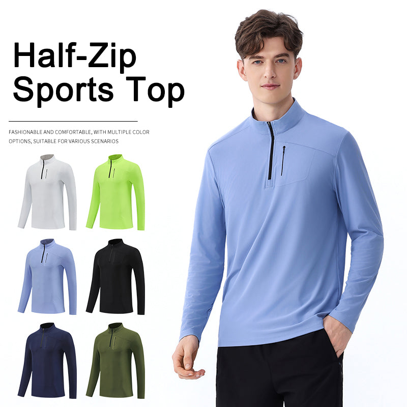 AeroFit Quick-Dry Half-Zip Training Top – Dark Blue