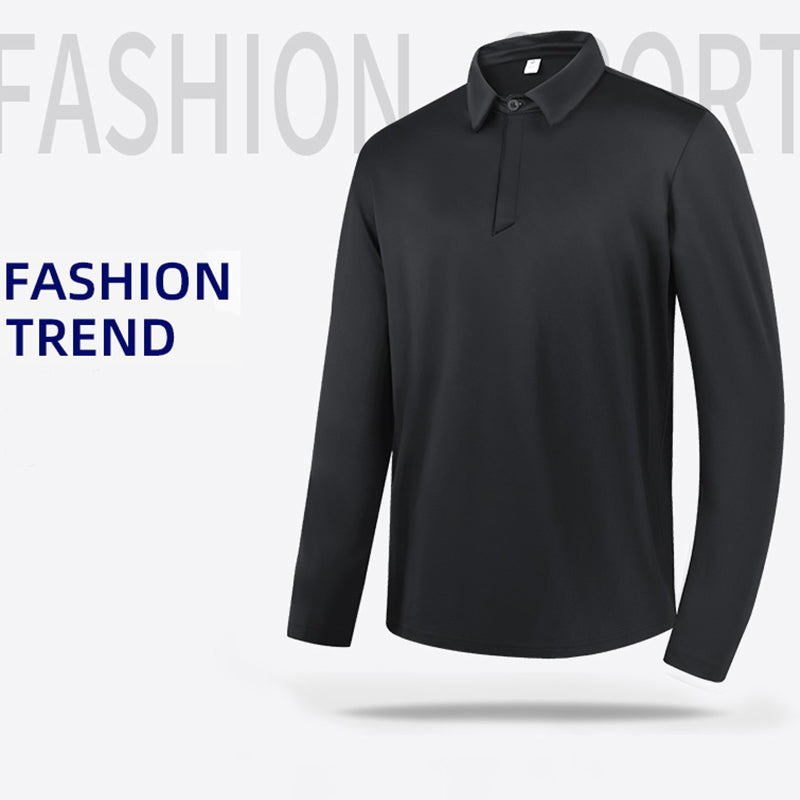 ThermoFlex Fleece-Lined Polo Long Sleeve – Black