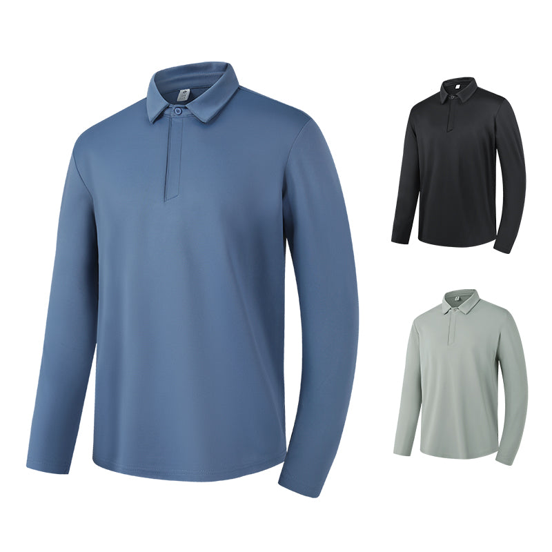 ThermoFlex Fleece-Lined Polo Long Sleeve – Black