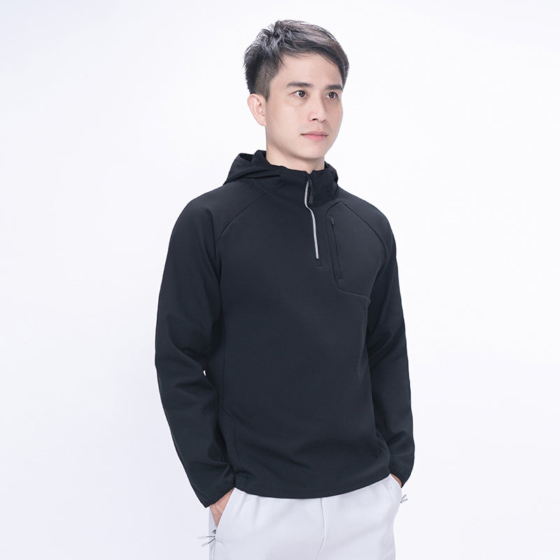 CoreRun Breathable Half-Zip Hooded Top – Army green