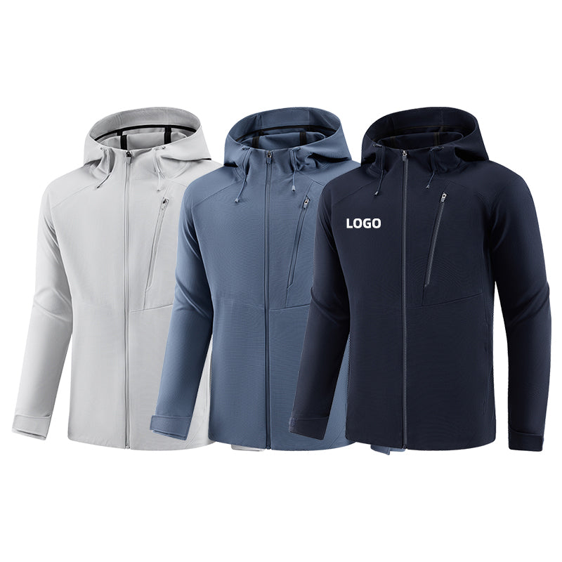 Hooded Run Jacket Active Pullover Stretch Fitness Gear