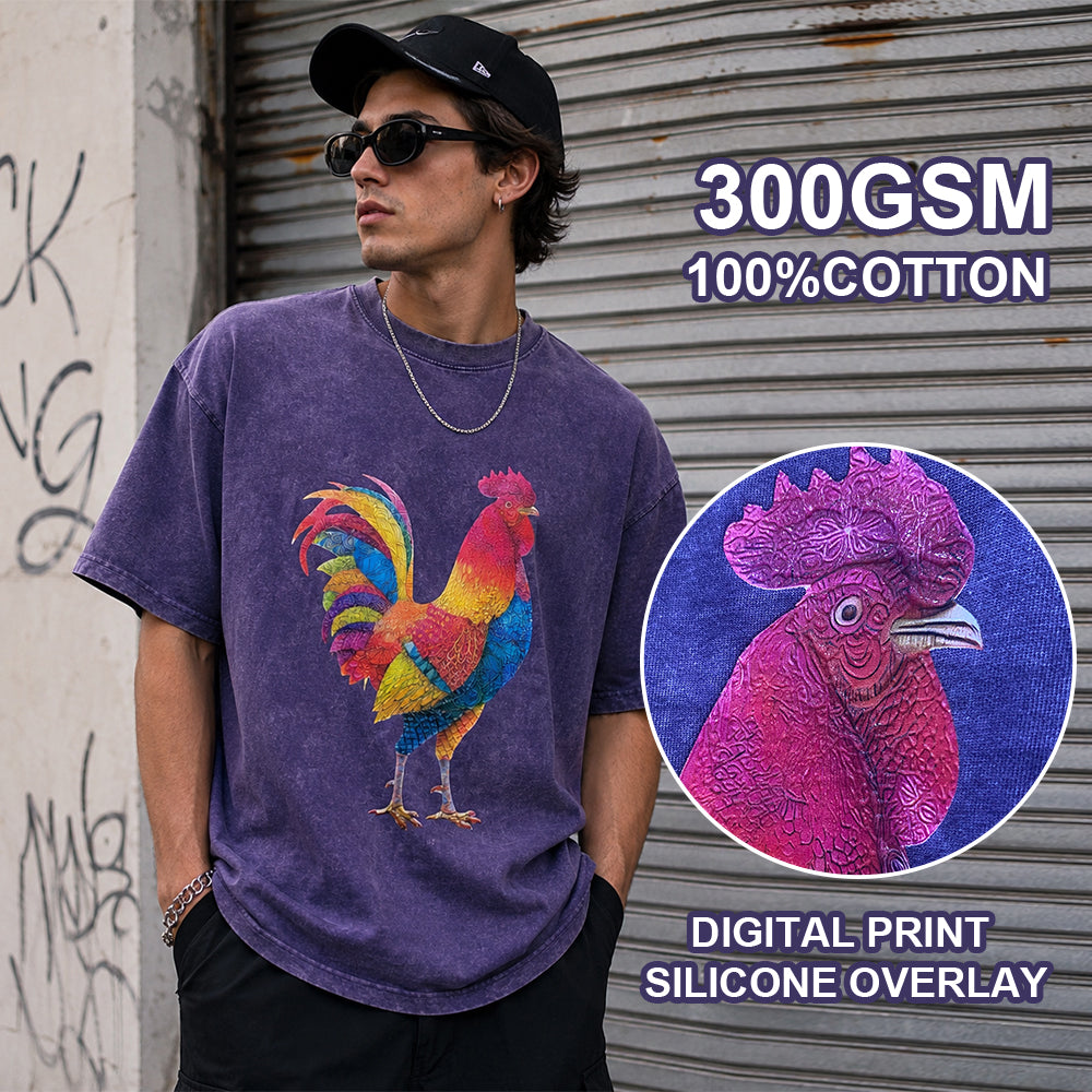 Silicone Print Graphic Tee for Urban Wear