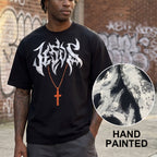 Hand-Painted Oversized Graphic T-Shirt for Streetwear