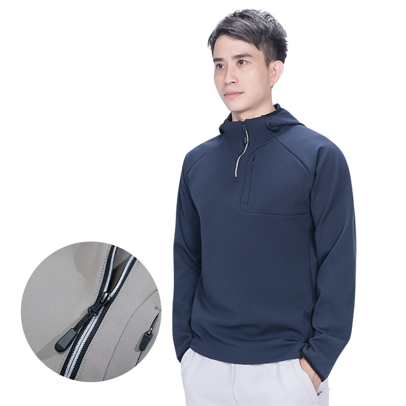 CoreRun Breathable Half-Zip Hooded Top – Army green