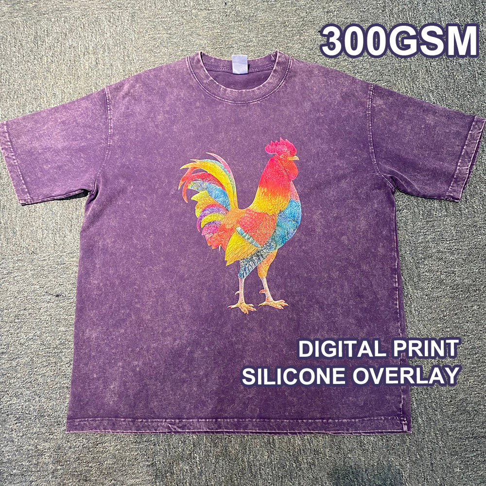 Silicone Print Graphic Tee for Urban Wear