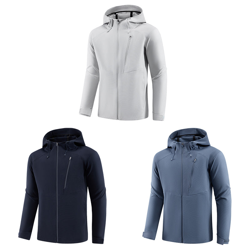 Hooded Run Jacket Active Pullover Stretch Fitness Gear