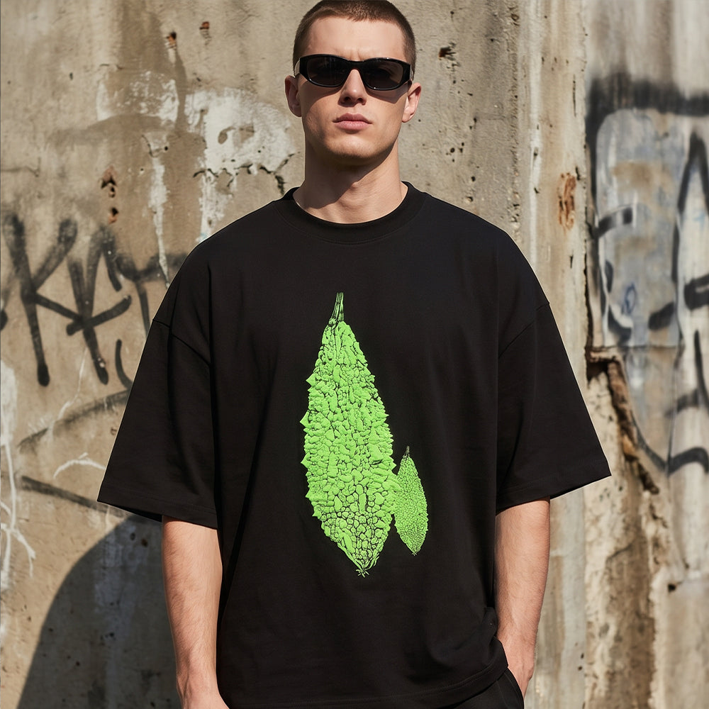 3D Foam Print Oversized Tee for Urban Wear