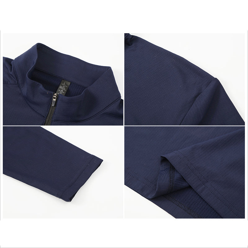 AeroFit Quick-Dry Half-Zip Training Top – Dark Blue