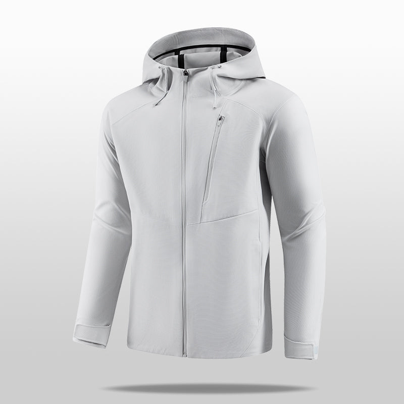 Hooded Run Jacket Active Pullover Stretch Fitness Gear