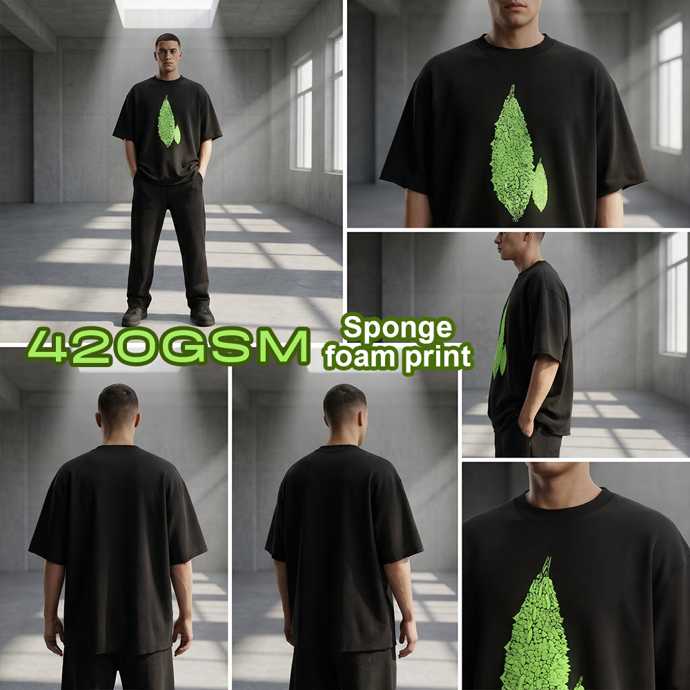 3D Foam Print Oversized Tee for Urban Wear