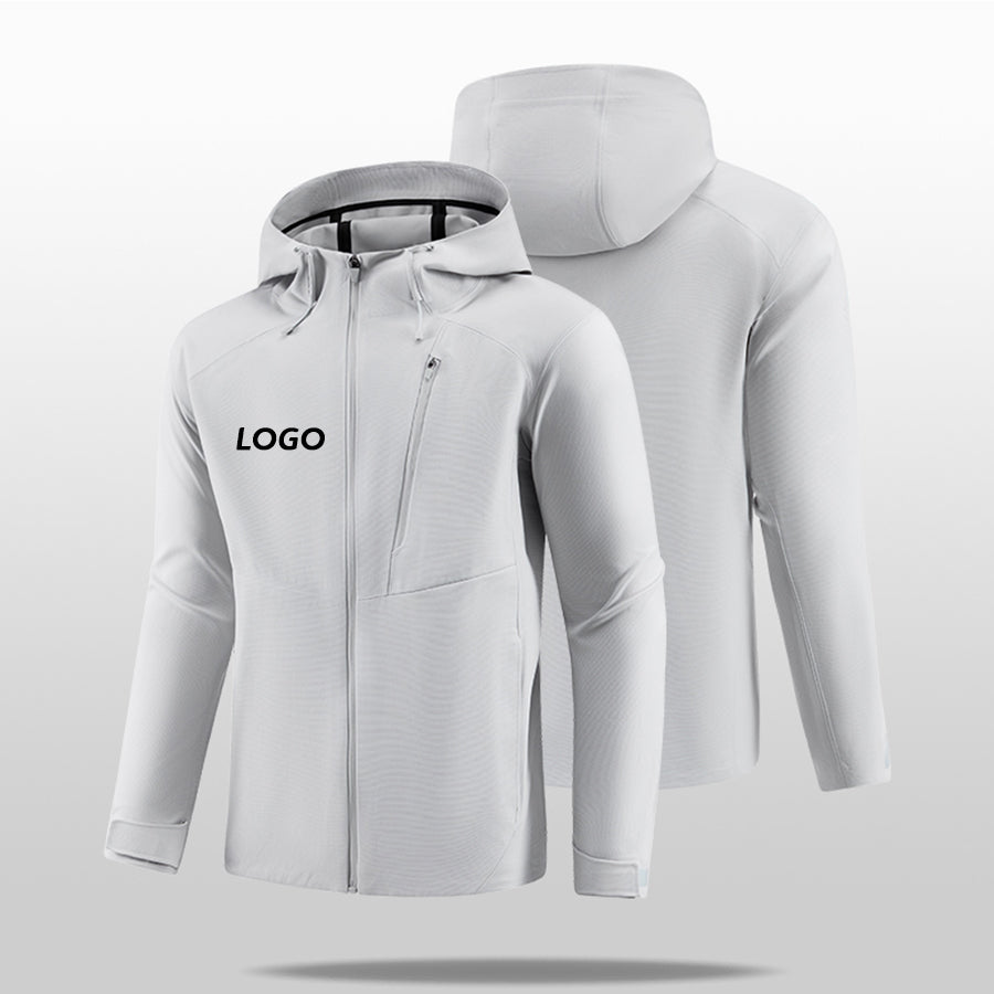 Hooded Run Jacket Active Pullover Stretch Fitness Gear