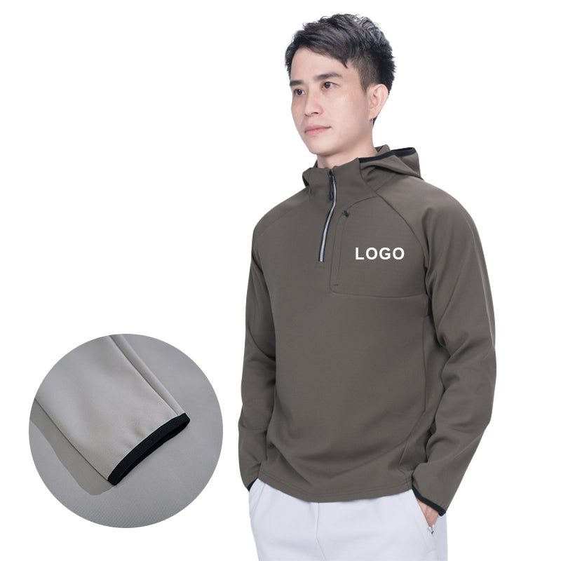 CoreRun Breathable Half-Zip Hooded Top – Army green