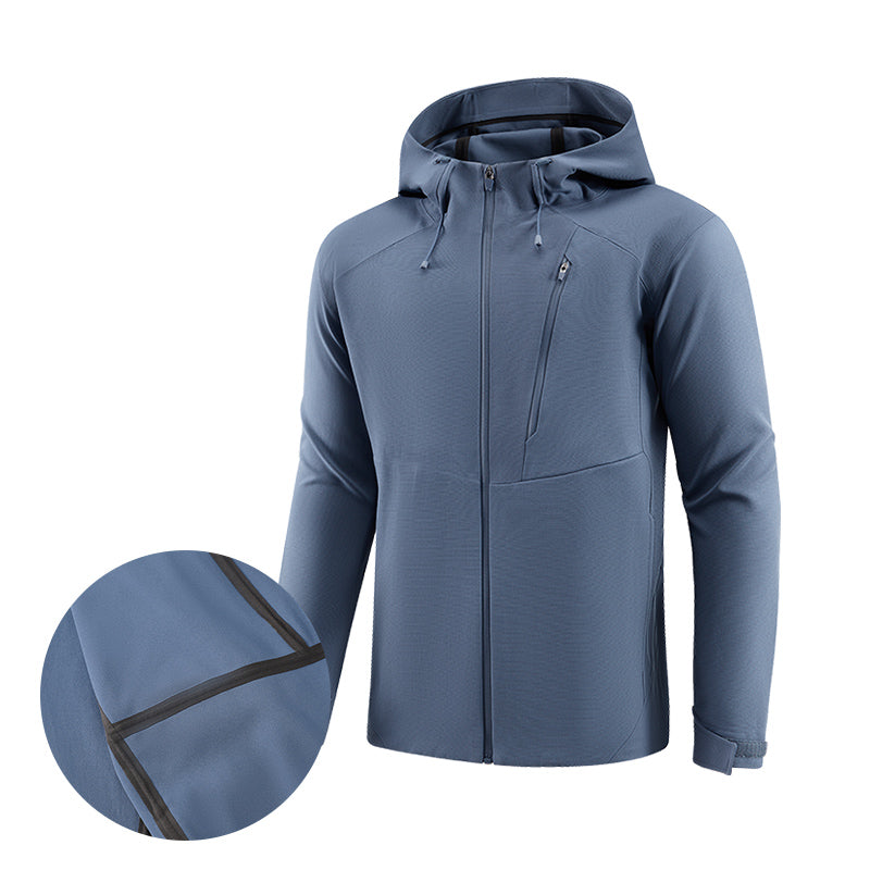Hooded Run Jacket Active Pullover Stretch Fitness Gear