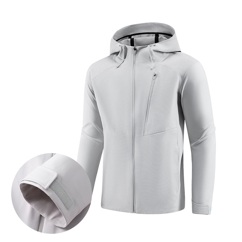 Hooded Run Jacket Active Pullover Stretch Fitness Gear