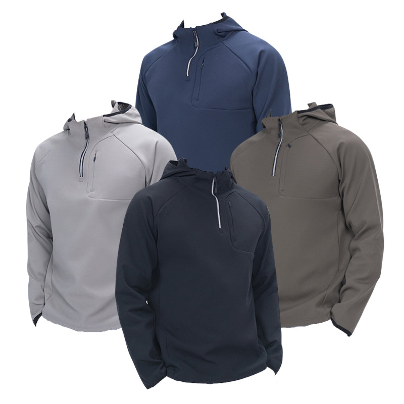 CoreRun Breathable Half-Zip Hooded Top – Army green