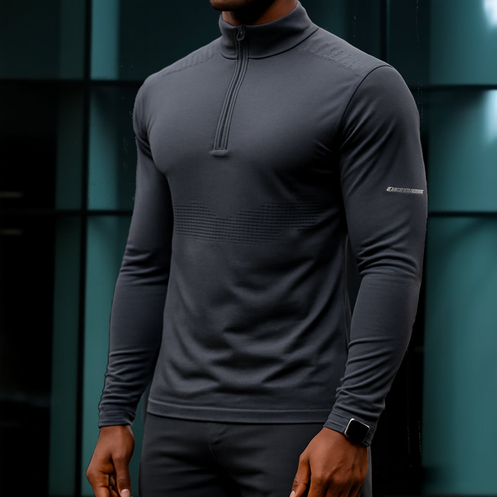 CoreAxis Athletic Stand Collar Tee – Gray