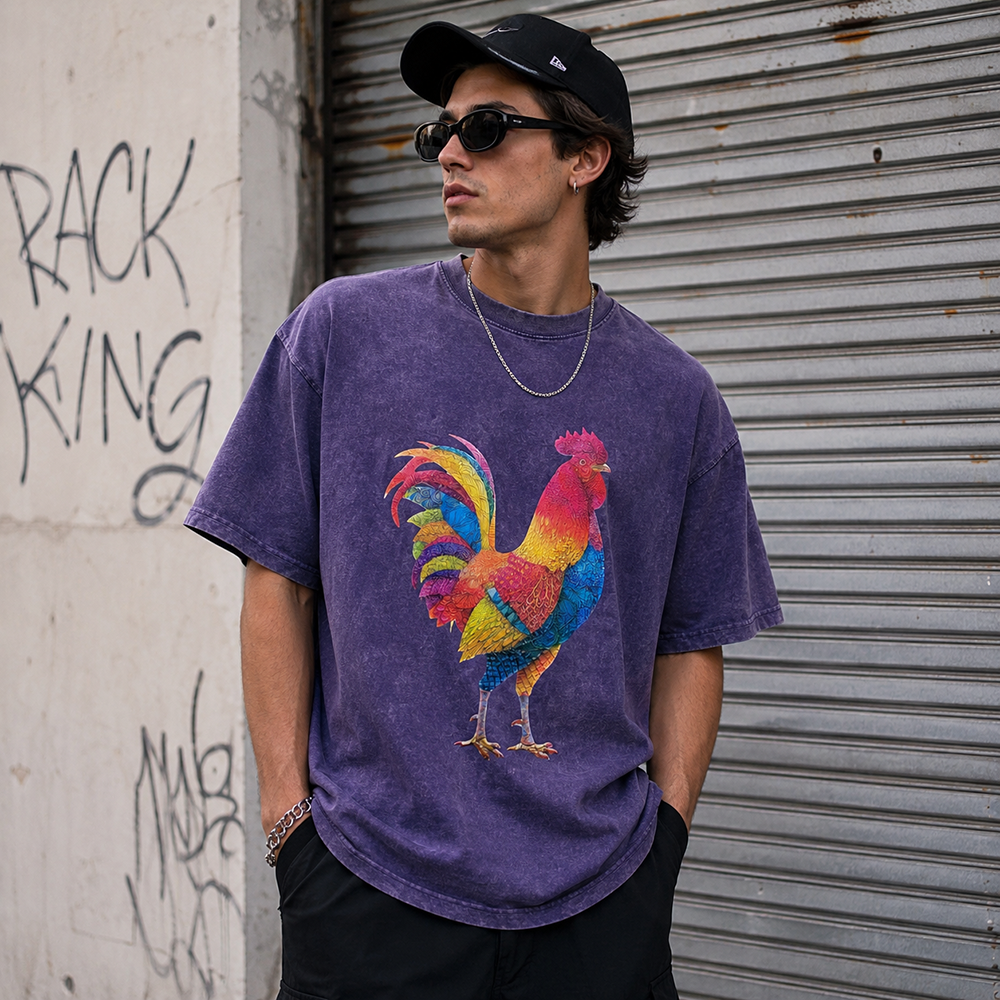 Silicone Print Graphic Tee for Urban Wear