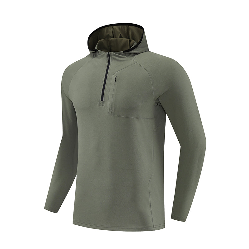 TerraMotion ActiveFit Half-Zip Shirt – Olive Green